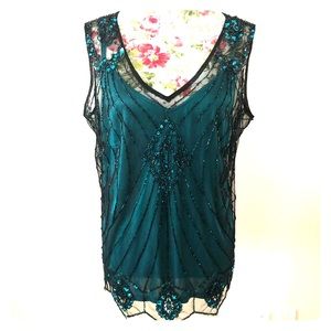 Cache beaded tank top and camisole